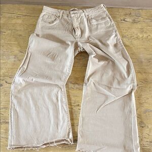 Kut from the Kloth Meg Wide leg Beige Wide Leg Pants with Metallic Logo Patch